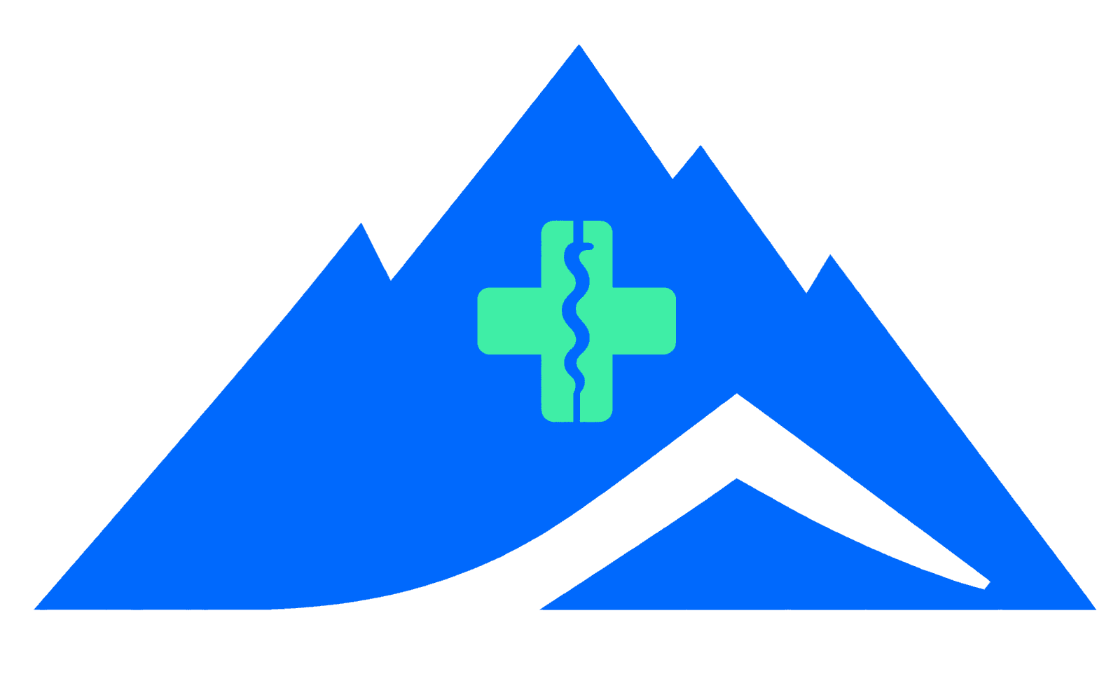 Single-line drawing of a mountain range with a rising sun.
